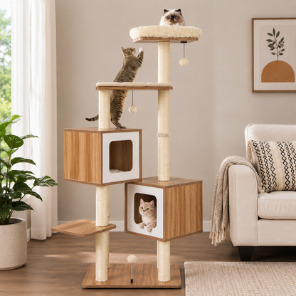 Wooden Multi-Level Cat Tree
