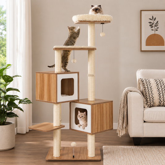 Wooden Multi-Level Cat Tree